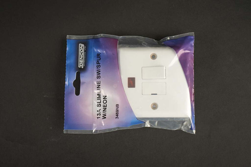 Securlec 1 Gang Switched Fused Spur With Neon Round Edge