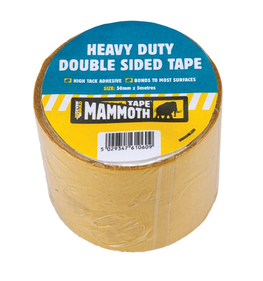 KwikGrip Heavy Duty Double Sided Tape 50mm x 5m Beige