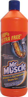 Mr Muscle Kitchen & Bathroom Drain Gel 500ml PLUS 100% Extra Free