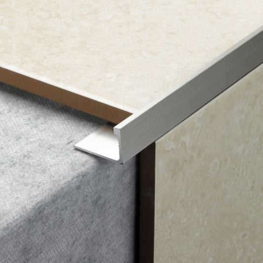 Tile Rite L Shape Tile Trim 2.4m x 10mm Stainless Steel Effect