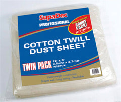 SupaDec Pro Cotton Twill Dust Sheets Twin Pack 12' x 9' (3.6m x 2.7m) approx