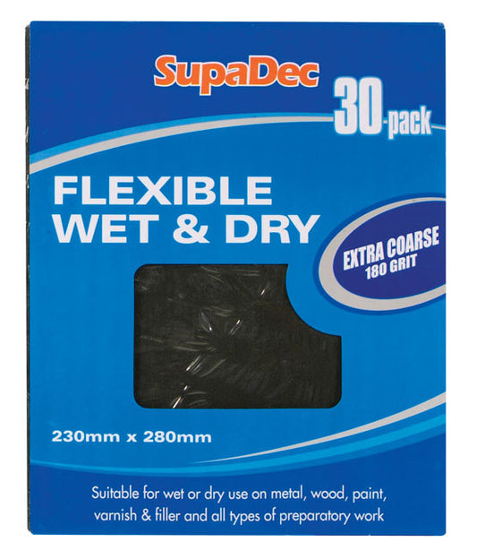 SupaDec Flexible Wet & Dry Paper Extra Coarse 180 Grade Pack 30