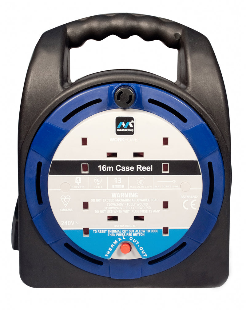 Masterplug 4 Gang Handbag Cable Reel 16m