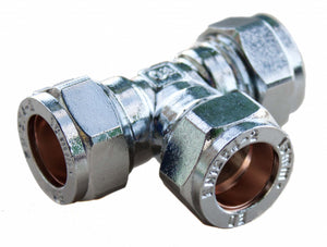 Oracstar Compression Equal Tee 15mm x 15mm Chrome