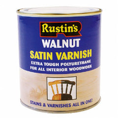 Rustins Polyurethane Satin Varnish 500ml Mahogany