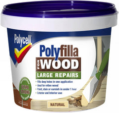 Polycell Polyfilla For Wood Large Repairs 375gm Natural Tub
