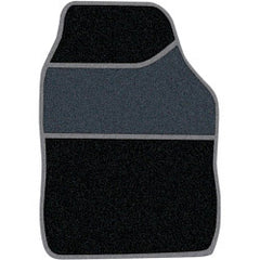 Streetwize Velour Carpet Mat Sets with Coloured Binding 4 Piece Black/Grey