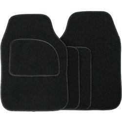 Streetwize Velour Carpet Mat Sets with Coloured Binding 4 Piece Black/Blue