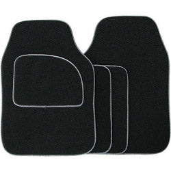 Streetwize Velour Carpet Mat Sets with Coloured Binding 4 Piece Black/Red